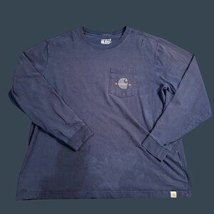 Carhartt Mens Navy Long Sleeve T-Shirt With Pocket & Graphic Logo 18 Carhartt 89